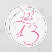 Carte de numéro de table ronde à l'écriture callig (Devant / Derrière)