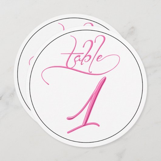 Carte de numéro de table ronde à l'écriture callig (Devant / Derrière)