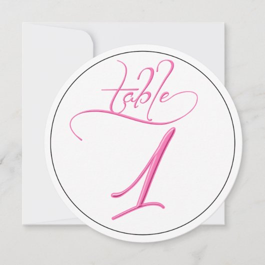 Carte de numéro de table ronde à l'écriture callig (Devant)