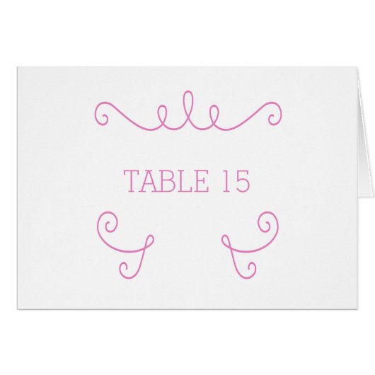 Carte de numéro de table rose blanc (Devant horizontal)