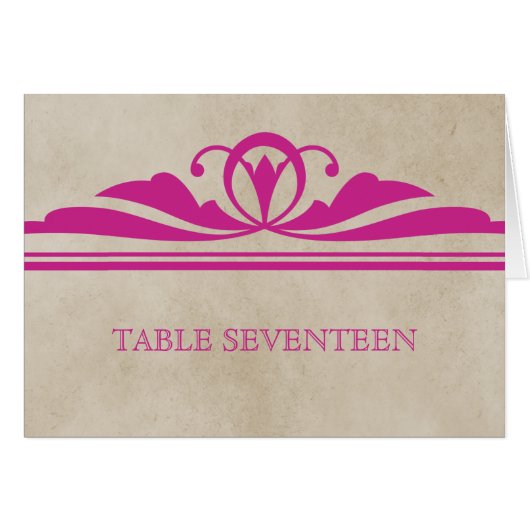 Carte de numéro de table rose Elegant Deco (Devant horizontal)