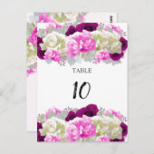 Carte de numéro de table Rose et Pivoines Roses (Devant / Derrière)