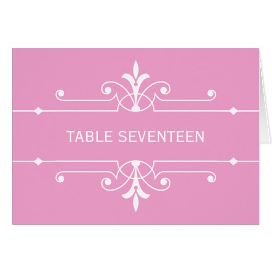 Carte de numéro de table rose fantaisie (Devant horizontal)