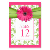 Carte de numéro de table rose Gerbera Daisy Green  (Par défaut)