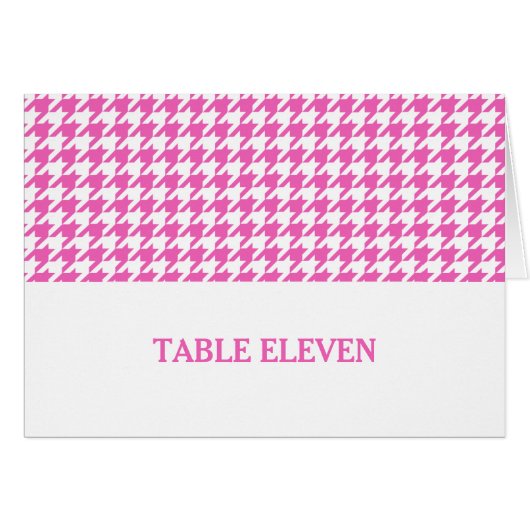 Carte de numéro de table rose Houndstooth (Devant horizontal)