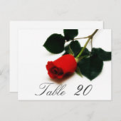 Carte de numéro de table Rose rouge (Devant / Derrière)