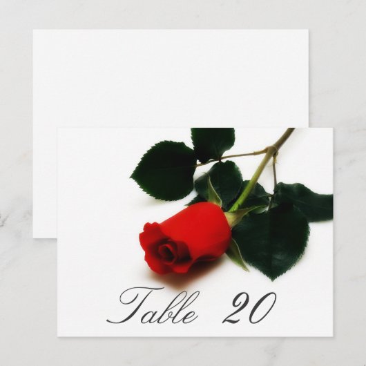 Carte de numéro de table Rose rouge (Devant / Derrière)