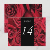 Carte de numéro de table Roses rouges (Devant / Derrière)