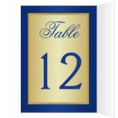 Carte de numéro de table Royal Blue and Gold Flora (Intérieur (Gauche))