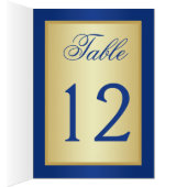 Carte de numéro de table Royal Blue and Gold Flora (Intérieur (Droit))