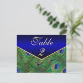 Carte de numéro de table Royal Blue Peacock (Debout devant)
