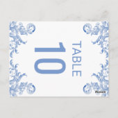 Carte de numéro de table Royal Blue Watercolor Flo (Dos)