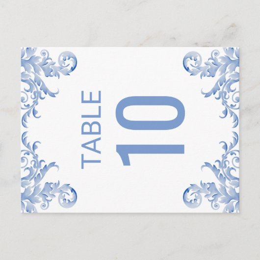 Carte de numéro de table Royal Blue Watercolor Flo (Devant)