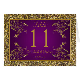 Carte de numéro de table Royal Purple and Gold Flo