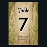 Carte de numéro de table Rustic Bark and Moss Fore<br><div class="desc">Complétez votre papeterie mariage de bois avec cette carte de numéro de table rustique correspondante. Conçu avec un arrière - plan texturé d'écorce d'arbre, des accents doux de mousse verte, et des détails délicats de fougère le long des bords, il complète parfaitement le Rustic Bark and Moss Forest Faire-part de...</div>