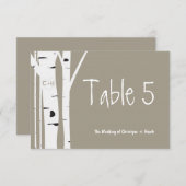 Carte de numéro de table Rustic Birch Tree Mariage (Devant / Derrière)