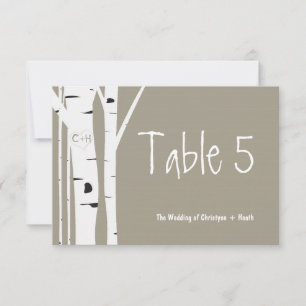 Carte de numéro de table Rustic Birch Tree Mariage