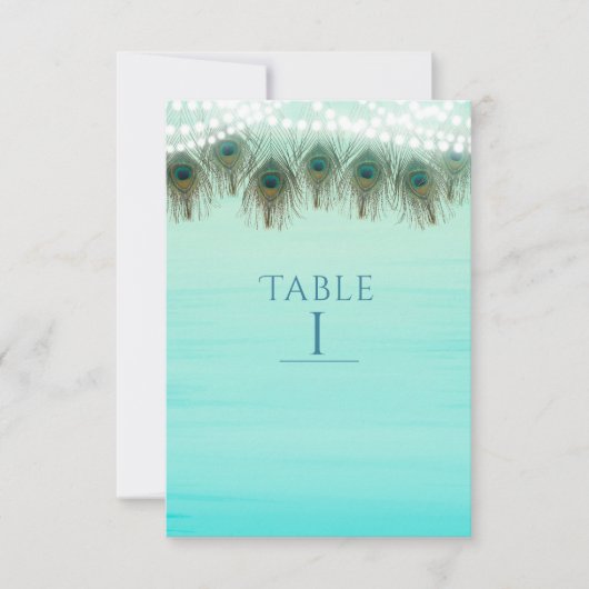 Carte de numéro de table rustique avec plumes de p (Devant)