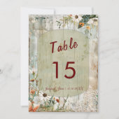 Carte de numéro de table Rustique vintage dentelle (Devant)