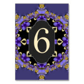 Carte de numéro de table Satin Purple Gold Gothica (Dos)