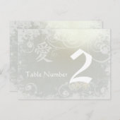 Carte de numéro de table Silver Cloud Kanji Love S (Devant / Derrière)