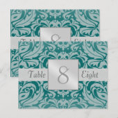 Carte de numéro de table Silver & Mariage damassé  (Devant / Derrière)