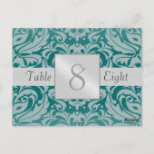 Carte de numéro de table Silver & Mariage damassé  (Dos)