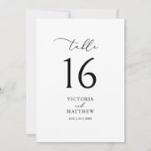 Carte de numéro de table Simple Black Calligraphy (Dos)