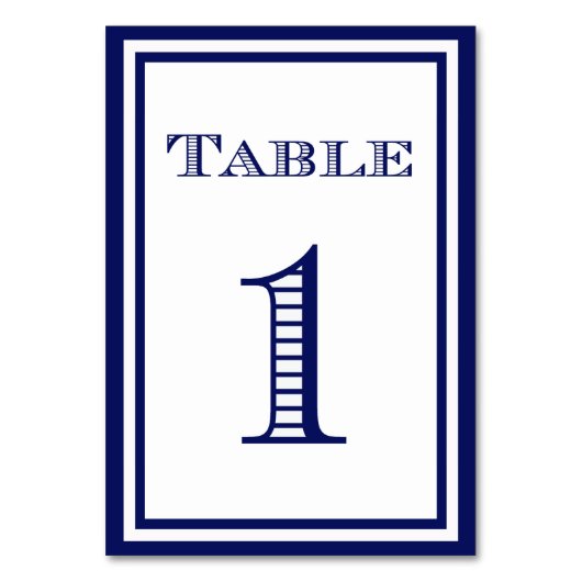 Carte de numéro de table simple encadrée de bleu m (Dos)