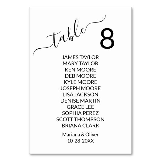Carte de numéro de table simple et élégante avec d (Par défaut)