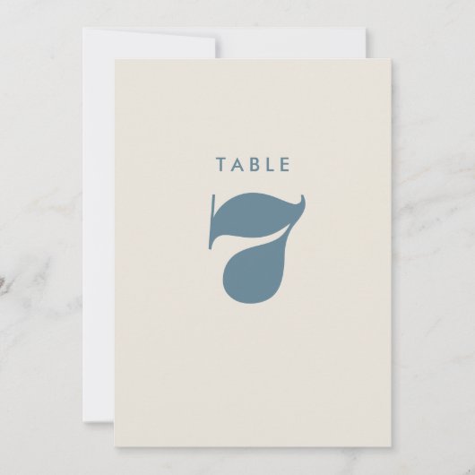 Carte de numéro de table simple Gras Bleu (Devant)