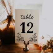 Carte de numéro de table simple Mariage floral