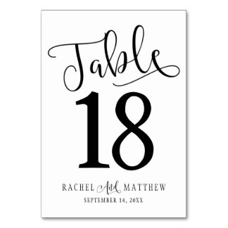 Carte de numéro de table Simple&Modern Mariage