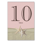 Carte de numéro de table Starfish et Burlap Pink (Par défaut)