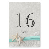 Carte de numéro de table Starfish Grey et Aqua Rib (Par défaut)