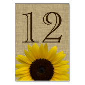 Carte de numéro de table Sunflower Country Burlap (Dos)