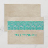 Carte de numéro de table Teal Rustic Lace (Devant / Derrière)