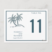 Carte de numéro de table Tropical Blue Twin Palm T (Dos)