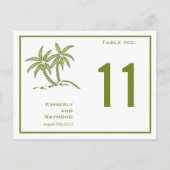 Carte de numéro de table Tropical Green Twin Palm  (Dos)