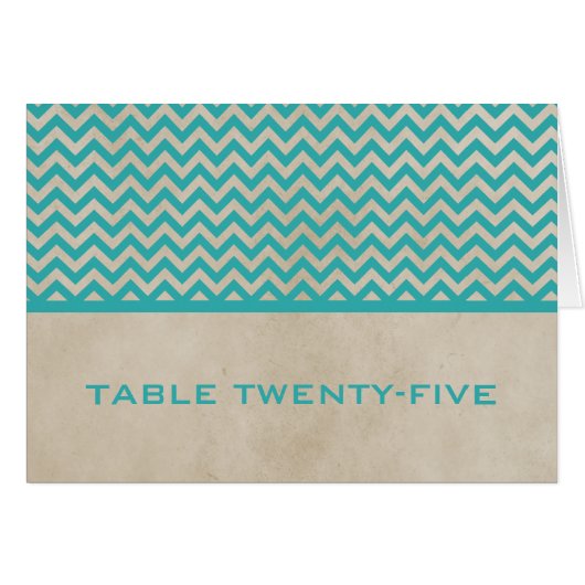 Carte de numéro de table turquoise Chic Chevron (Devant horizontal)
