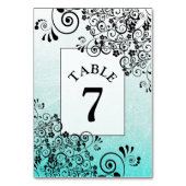 Carte de numéro de table turquoise et Black Fancy  (Dos)
