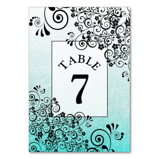 Carte de numéro de table turquoise et Black Fancy  (Par défaut)