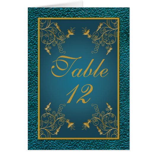 Carte de numéro de table Turquoise Gold (Devant)