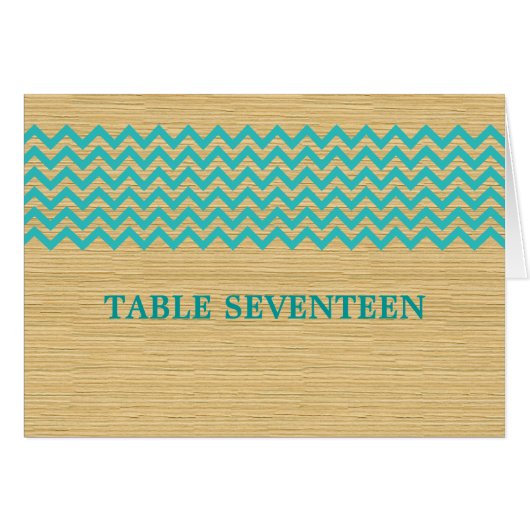 Carte de numéro de table turquoise Rustic Chevron (Devant horizontal)