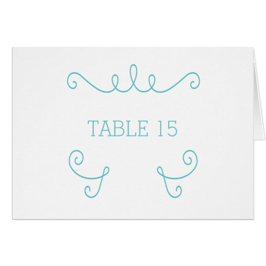 Carte de numéro de table turquoise Whimsical Flour (Devant horizontal)