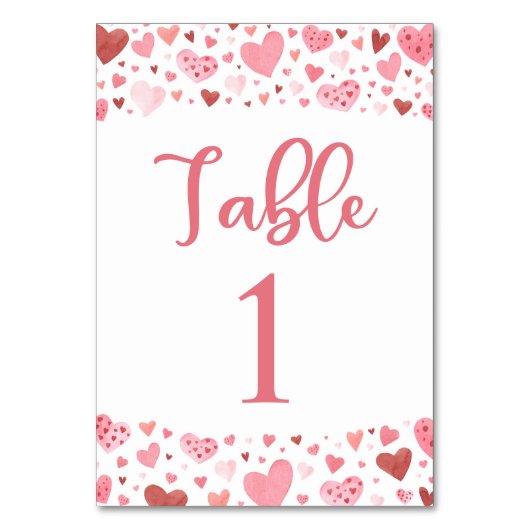 Carte de numéro de table Valentine Coeurs rouges r (Par défaut)