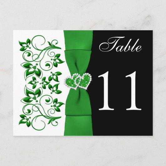Carte de numéro de table verte, blanche, noire rec (Devant)