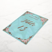 Carte de numéro de table vintage Blue Peony (Rotation)