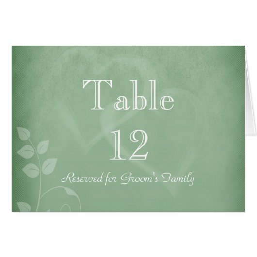 Carte de numéro de table Vintage Sage Green (Devant Horizontal)