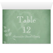 Carte de numéro de table Vintage Sage Green (Intérieur Horizontal (Bas))